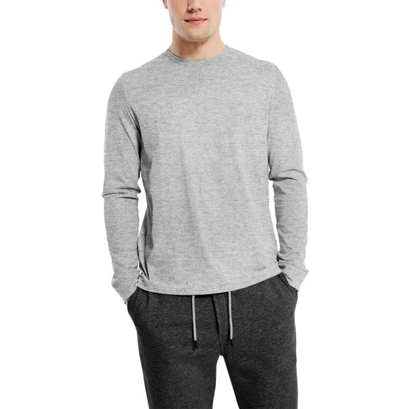 Hat and Beyond Men's Vintage Crew Neck Classic Hem Long Sleeve Premium Ring Spun Cotton Tee Shirt