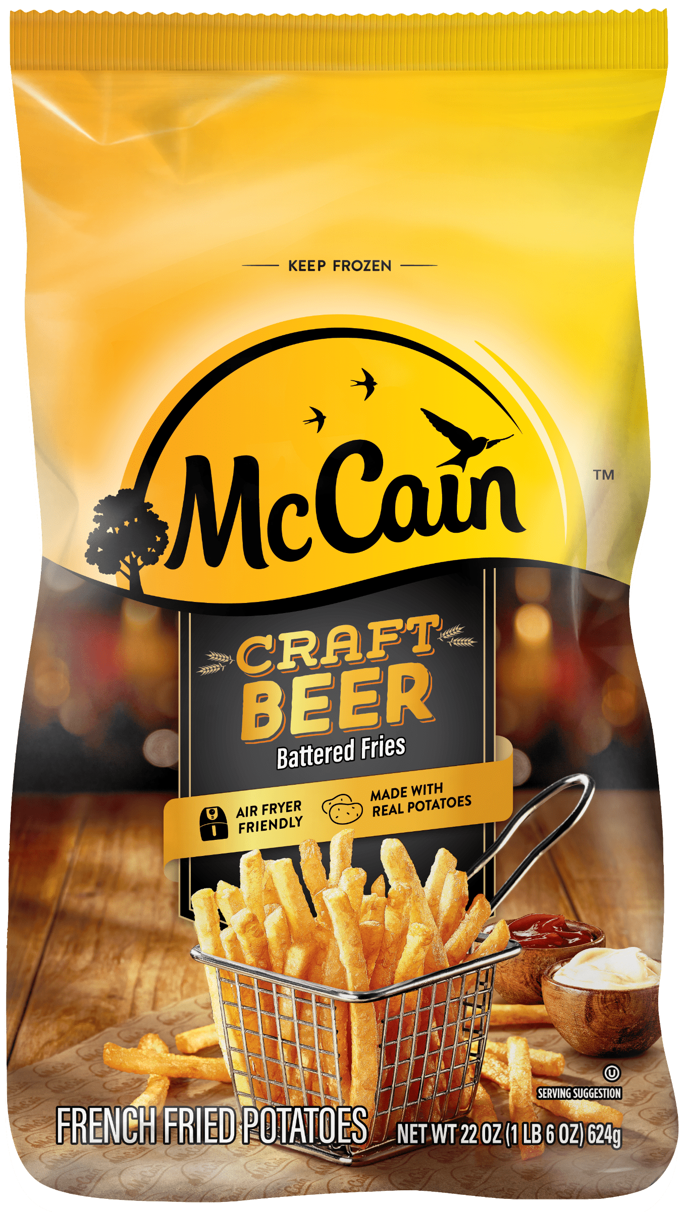 McCain Craft Beer Battered Thin Cut Frozen French Fries, 22 oz Bag