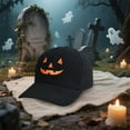 thumbnail image 7 of KUAZOU Halloween Unisex Baseball Hat Embroidery Baseball Cap Halloween Pumpkin Face Baseball Hat Adjustable Funny Party Hats(Orange-A), 7 of 7