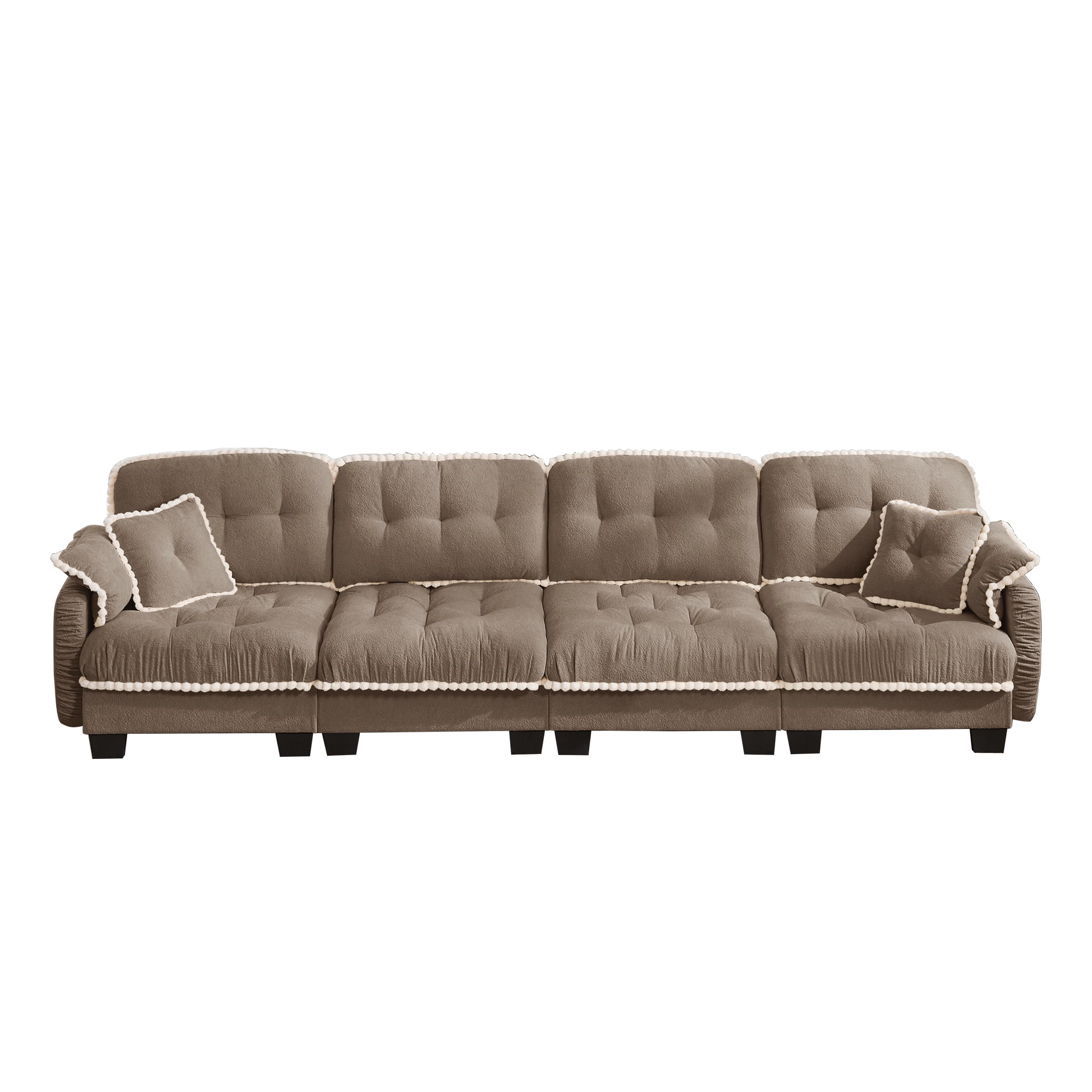 Aenkyo 131.5" Chenille Modular Sectional Sofa, 4-Seater with 23.8" Deep Seats, Camel