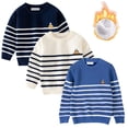 thumbnail image 4 of KYAIGUO Chandail à Rayures pour Tout-Petits Garçons, Manches Longues, Tricot Chaud, Chandail à Col Rond en Molleton pour Enfants, Blouse pour 1 à 7 Ans, 4 of 8