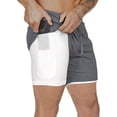 thumbnail image 1 of Pantalones cortos deportivos de compresión 2 en 1 para hombre, transpirables, para entrenamiento de gimnasia, con bolsillos Vhermosa HMHZ818-11, 1 of 2