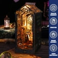 thumbnail image 2 of DIY Book Nook Kit 3D Wooden Puzzle Bookshelf Insert Decor with LED Light DIY Miniature Dollhouse Model Kit Creative Educational Bookshelf Insert Bookend Building Kits for Kids Adults, 2 of 9