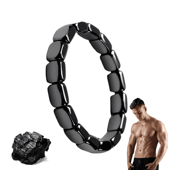 Natural Hematite Stretch Bracelet Inspirational Confidence Energy Jewelry Gift For Adult Men