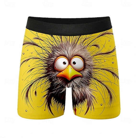 IWRICH Novelty Boxer Briefs for Men Funny Underwear Gifts Breathable Comfortable No Fly Stretch Soft Underpants 05-Yellow XL