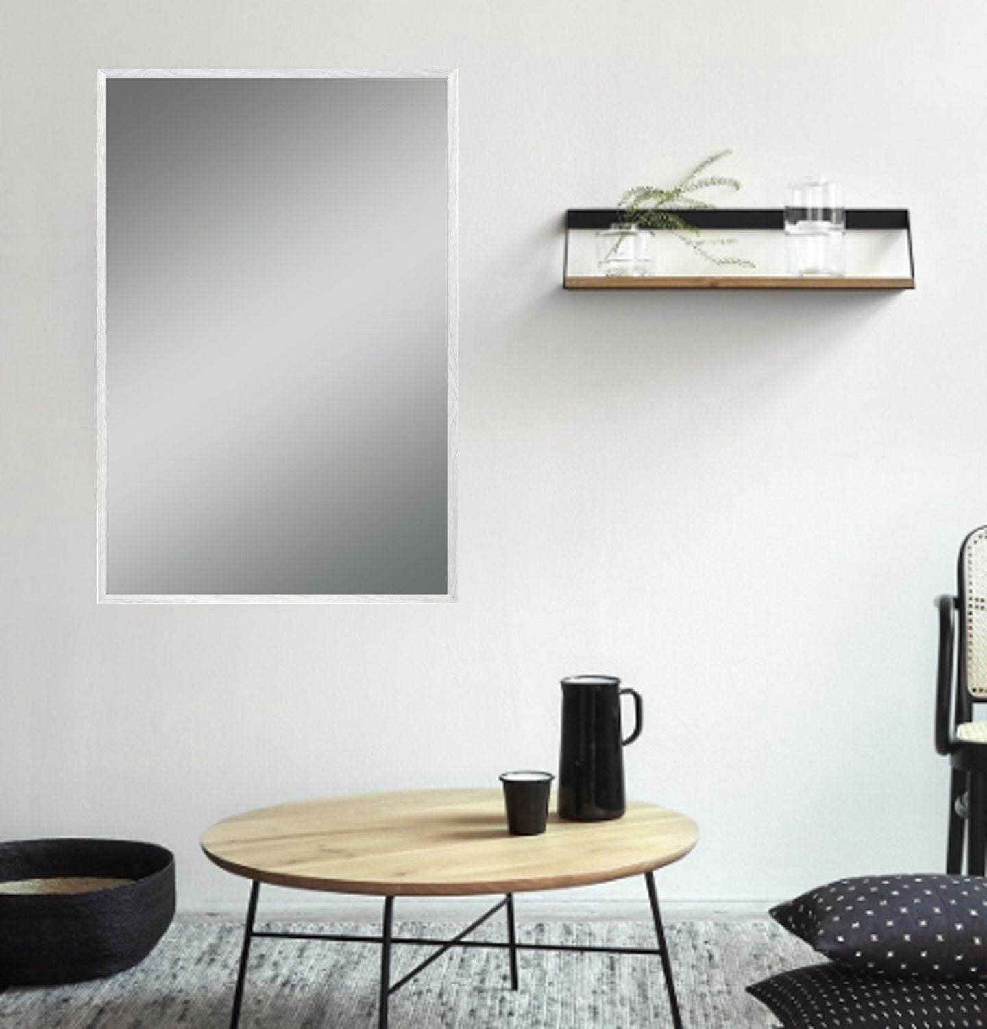 Hometrends miroir encadré mural Adler, finition grain blanc,  Miroir décoratif, 18pox22po