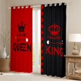 thumbnail image 2 of Homewish King Crown Black Out Curtains,Queen Letter Pattern Curtains Pack of 2 (42x63 Each),Red Black Rhombus Bedroom Curtains For Girls Kids,Breathable Home Decor, 2 of 6