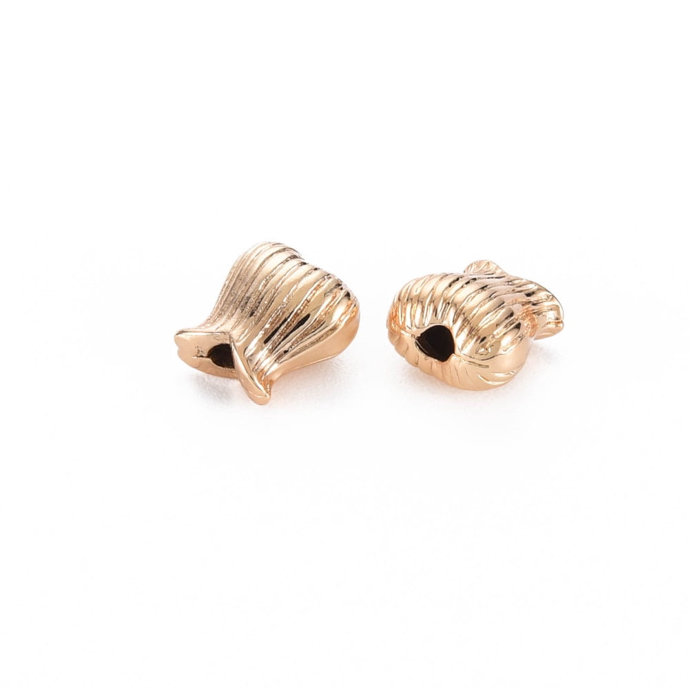 100pcs Brass Beads Nickel Free Flower Bud Real 18K golden Plated 8x8x5.5mm Hole: 1.8mm