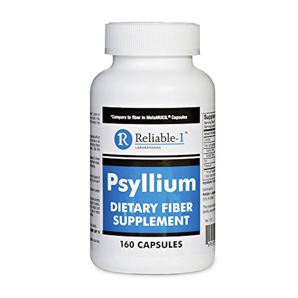 3 Pack Reliable 1 Psyllium Dietary Fiber Supplement 160 Capsules Each