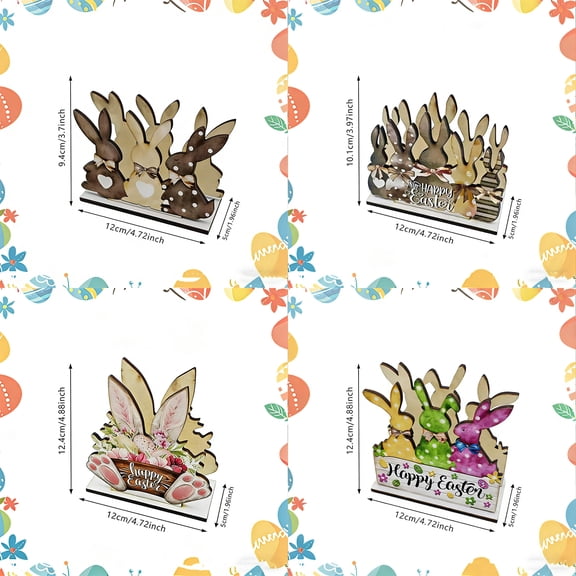 Easter Bunny Napkin Holder Wooden Decorative Table Centerpiece for Holiday Dinner Party Decoration, 6.3"x4.7"x3.9"