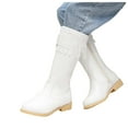 thumbnail image 5 of Ccpelsie Little/Big Girls Knee-High Fashion Boot Side Zipper and Buckle Boots For Toddler Winter Warm Shoes(White,11.5), 5 of 9