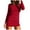 Red, variant on VSSSJ Women's Crewneck Long Sleeve Ruched Slim Ribbed Basic T-Shirt Dresses Solid Color Side Drawstring Lace-Up Bodycon Mini Dress Green L