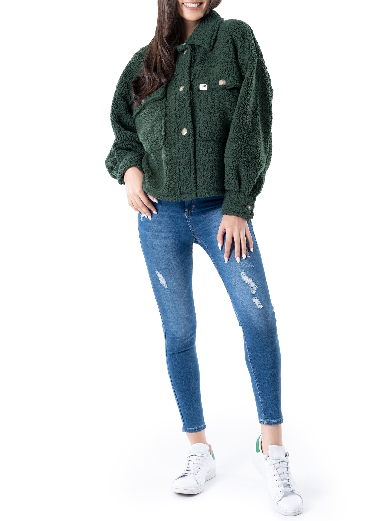 Lee® Women's Long Sleeve Cropped Sherpa Shirt Jacket