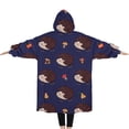 thumbnail image 2 of Oversized Wearable Blanket Hoodie,Cute Hedgehog Pattern Sherpa Blanket Hoodie with Super Pockets,Super Warm Fuzzy Pullover for Women & Men, 2 of 6