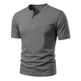 thumbnail image 2 of Hearthz Mens Henley Shirts 3 Button Mens Short Sleeve Shirt Basic Breathable Moisture Wicking Mens Athletic Shirts Dark Gray XXXL, 2 of 7