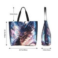 thumbnail image 5 of Pofeuu Urban Style Colorful Dragon Print Reusable Grocery Bags - Washable, Foldable, Packable Tote, Large Handles, Heavy Duty, Zippered Top Pouch, 5 of 8
