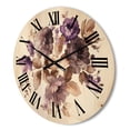 thumbnail image 3 of Designart 'Purple Retro Flowers With Brown Leaves On White' Traditional Wood Wall Clock, 3 of 5