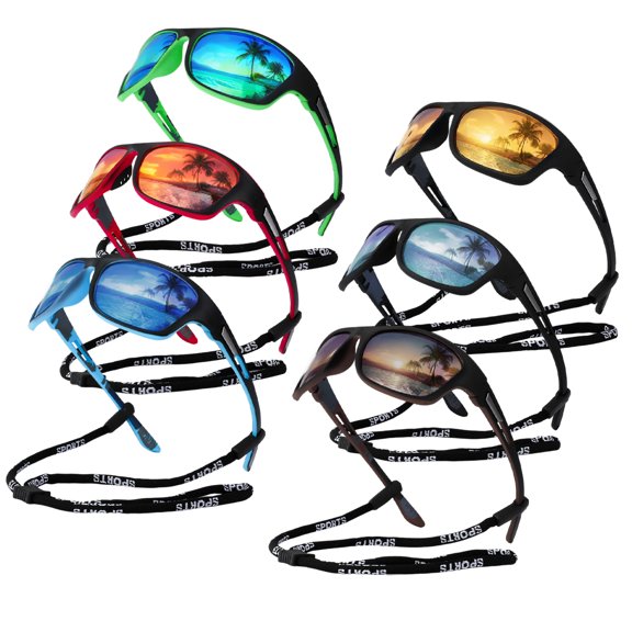 Bocaoying 6 Pack Men's Sports Polarized Sunglasses, Sun Glasses for Men Driving Fishing Cycling UV400 Protection