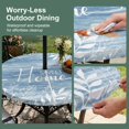 thumbnail image 5 of Round Outdoor Tablecloth with Umbrella Hole and Zipper, Vintage Sky Blue Tablecloth with Elastic Waterproof, Farmhouse Florals Leaf Coastal Sweet Home Patio Table Covers for 31" - 35" Pool Tables, 5 of 9