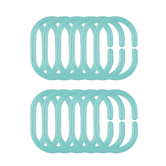 OIUR 12Pcs Shower Curtain Hook Heavy Duty Universal Bathroom Shower Rod C-shaped Ring Hanger Holder Bathroom Curtain Accessories