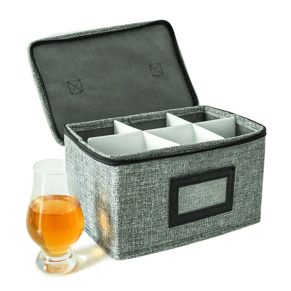 Storage Box for Glencairn Whisky Glass,6 Whiskey Glasses Holder for Organizer, Fully-Padded Inside with Sturdy Construction, Packing Boxes with Dividers for Moving - Perfect Whiskey Gift