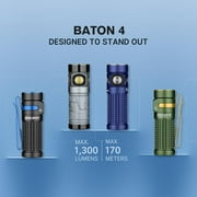 OLIGHT Baton 4 Rechargeable EDC Flashlight, LED Light 1300 Lumens with Magnetic Charging Cable, IPX8 Waterproof for Home, Camping, and Emergencies (Fighter Pilot)