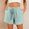 thumbnail image 2 of COMVALUE Women 2026 Shorts for Seniors Summer Casual Drawstring High Waisted Wide Leg Womens Gauze Short Shorts (Green, XL), 2 of 6