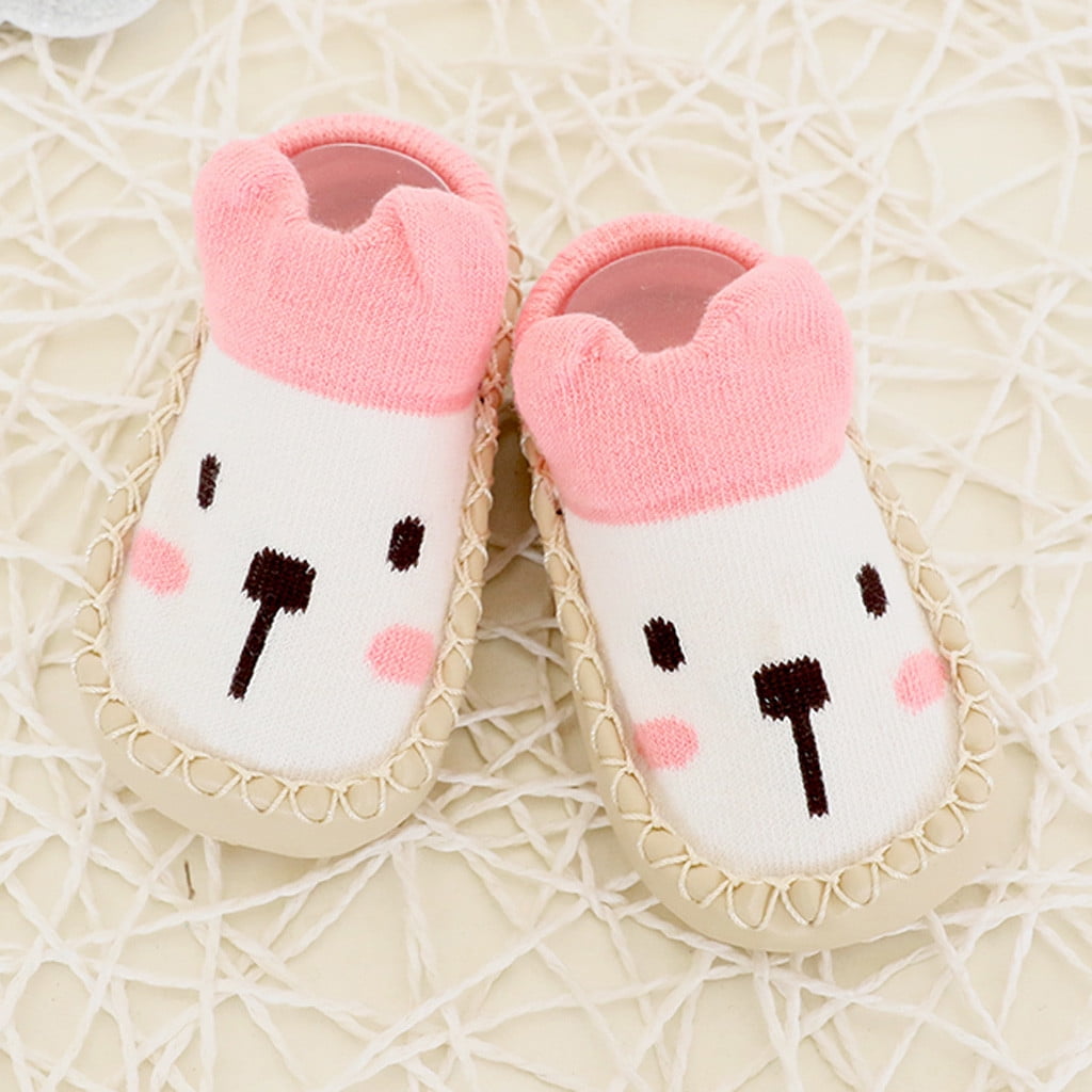 Newborn Kids Baby Girls Boys Cute Cartoon Anti-Slip Warm Socks Slippers Shoes 
