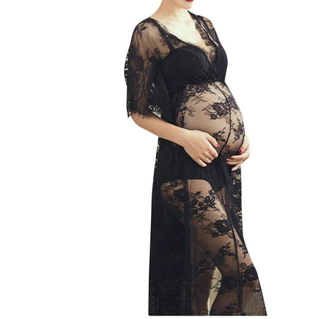 

koaiezne Sling Lace Sleeve Solid Dress Photography Short Long Women Pregnants Maternity Maternity dress Maternal Wedding Dress Sundress Dress Woman