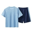 thumbnail image 4 of Baby Boy Outfit Summer Kid Short Sleeve Top Blouse Shorts Casual 2 Piece Outfit Outwear Boy Clothes Navy 6 Years-7 Years, 4 of 4