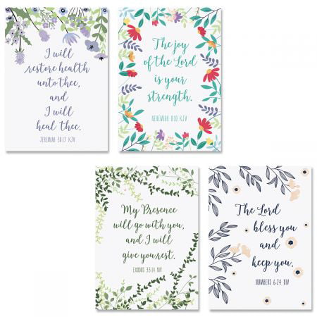 Get Well Soon Faith Cards With Scripture- Set of 8 (2 each of 4