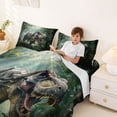 thumbnail image 3 of Feelyou Jungle Tyrannosaurus Full Size Sheets for Boys Men Kids, 3D Wildlife Animal Bed Sheets, Green, 4pcs, 3 of 5