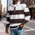 thumbnail image 3 of LEKWK Shirts for Men Striped Waffle-Knit Texture Long Sleeve Shirts Lapel Collar Casual Shirts Vintage Preppy Style Rugby Golf Casual Tops, 3 of 4