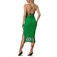 thumbnail image 3 of Vestido de ganchillo INSPIRE CHIC para mujer con dobladillo de flecos, vestido bohemio sin mangas, talla XL, color verde, 3 of 6