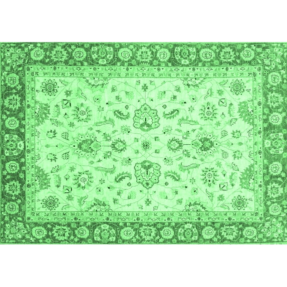 Ahgly Company Indoor Rectangle Oriental Emerald Green Traditional Area Rugs, 8' x 10'