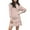 Pink, variant on MaFYtyTPR Women's Sweater Dress Fashion Solid Color Round Neck Long Sleeves Splice Cable Knit Lace Flowy Dresses Beige L