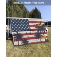 thumbnail image 3 of 4th of July RV Awning Sun Shade Screen 9'X15.3' American Flag Mesh Sunscreen Patriotic Star Seagull Palm Tree Awning Shade Screen with Zipper UV Blocker Completed Kits for RV Motorhome Camper, 3 of 7