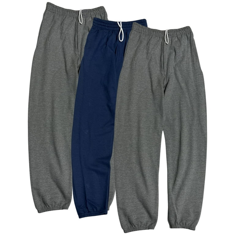 3 Pack Assorted Colors Fruit of The Loom Men's Fleece Jogger Sweatpants 2  Pockets Relaxed Fit Size Large Irregular