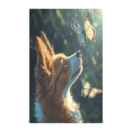 

Kitchen Towel 28x18 Inches x6，Plate Towel Decorative Towel Napkin Tea Towel Tea Towels For Kitchen Dish Cloths & Dish Towels Beautiful Dog and Butterflies