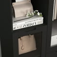 thumbnail image 2 of MAYEERTY White MDF Cabinet with Glass Doors & Drawer, Modern Storage Cabinet for Living Room & Bedroom, Black, 2 of 6
