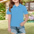 thumbnail image 5 of Girls Short Sleeve Polo Shirts Kids School Uniform Pique Polo Shirt 5-14 Years Sky Blue 140, 5 of 5