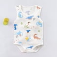 thumbnail image 2 of CAICJ98 Baby Boy Summer Clothes Sleeveless Embroidery Fishing Gingham Romper Jumpsuit Retro Smocked Shortall Baby Outfits Boy (Light Blue,12-18 Months), 2 of 4