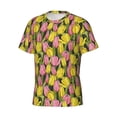 thumbnail image 5 of Vsdgher Tulips Flowers Print Men's Dry Fit Mesh Athletic Shirts Moisture Wicking Tennis T-Shirt Tops, 5 of 9
