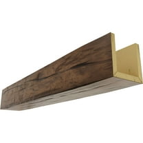 Ekena Millwork 4"W x 6"H x 24'L 3-Sided (U-beam) Riverwood Endurathane Faux Wood Ceiling Beam, Premium Aged