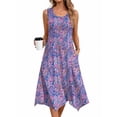 thumbnail image 2 of Fantaslook Floral Tank Dresses for Women Flowy Sleeveless Asymmetrical Hem Dress Beach Sundress with Pockets, 2 of 9