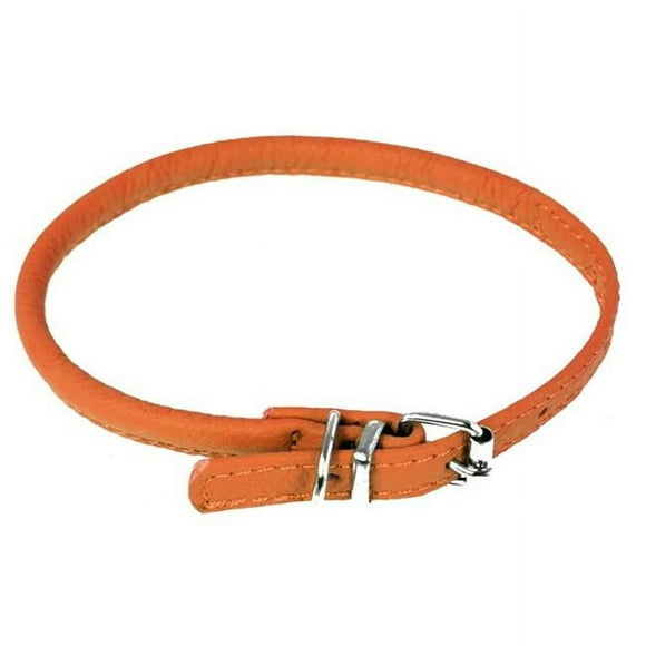 Dogline L1005-4 19-22 L x 0.5 W in. Round Leather Collar, Orange