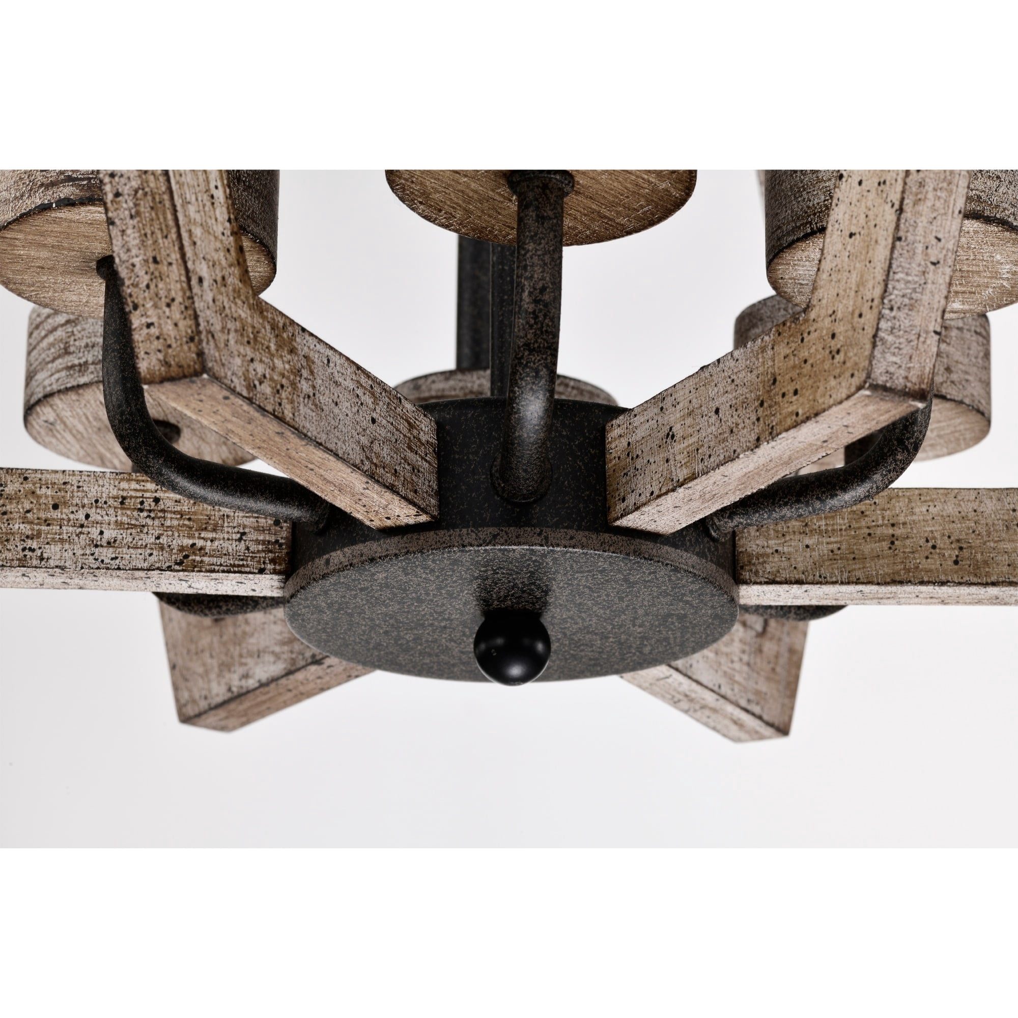 Cydney 16 in. 6-Light Indoor Rustic Brown and Faux Wood Grain Finish Chandelier with Light Kit