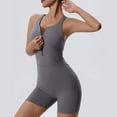 thumbnail image 5 of aidice Womens Rompers Workout Square Neck Sleeveless Zipper Racerback Yoga Athletic Shorts Rompers, 5 of 9