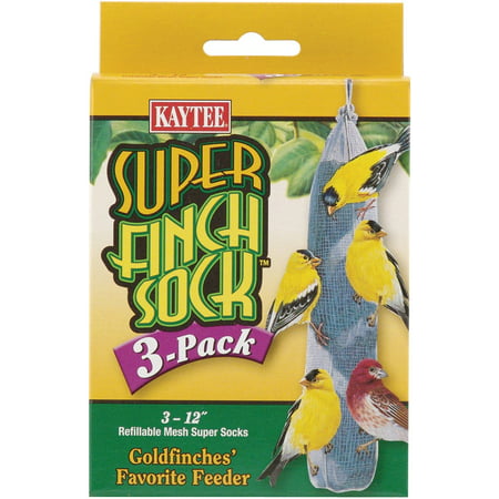 Kaytee Super Finch Sock 3 pack | Refillable Mesh Feeder for (Best Place For Finch Feeder)