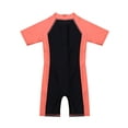 thumbnail image 4 of LiiYii Kids Boys Girls One-piece Swimwear Short Sleeves Zippered Shorty Beach Wetsuit Watermelon Red&Black 14, 4 of 6